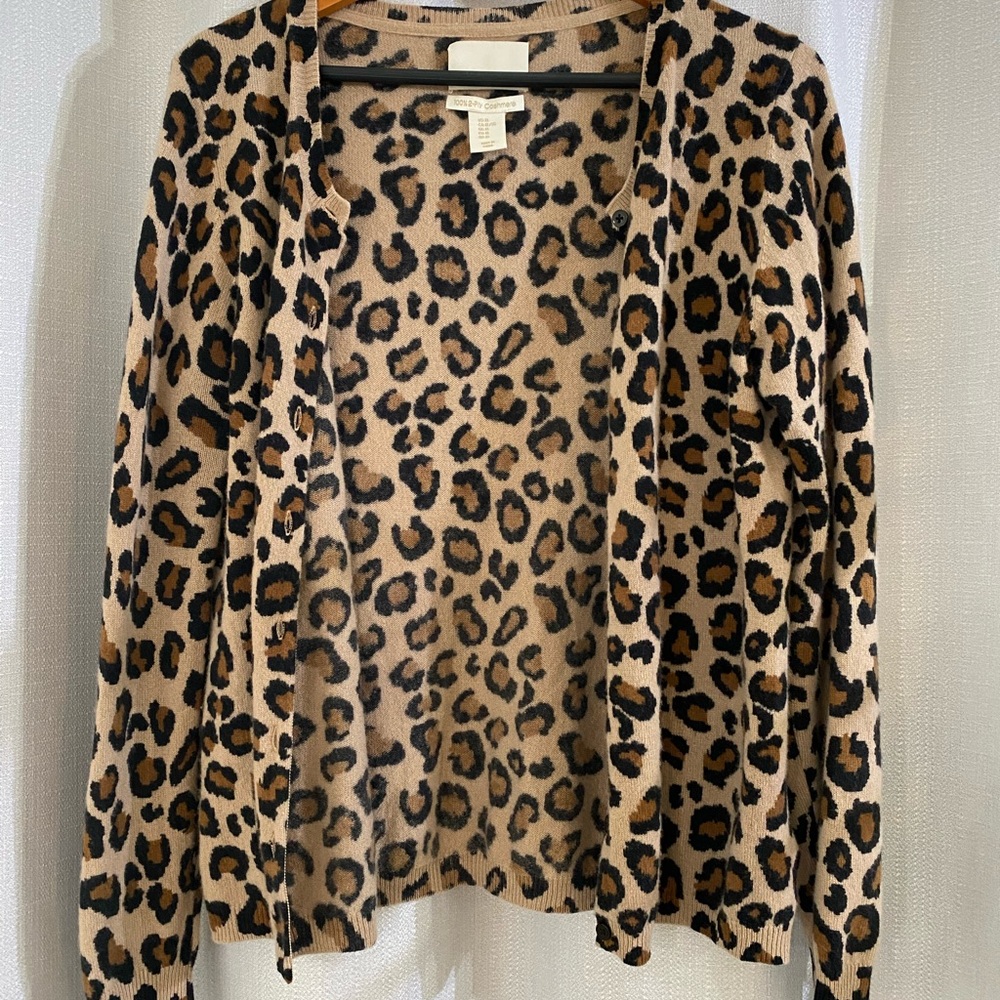 Leopard cashmere cardigan